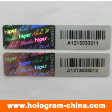 Etiqueta evidente do holograma da calcadeira preta do número de série
